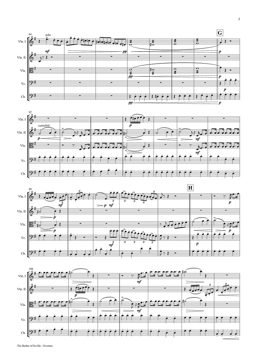 The Barber of Seville - Overture - String Quintet - E String Orchestra scores gallery preview page 6