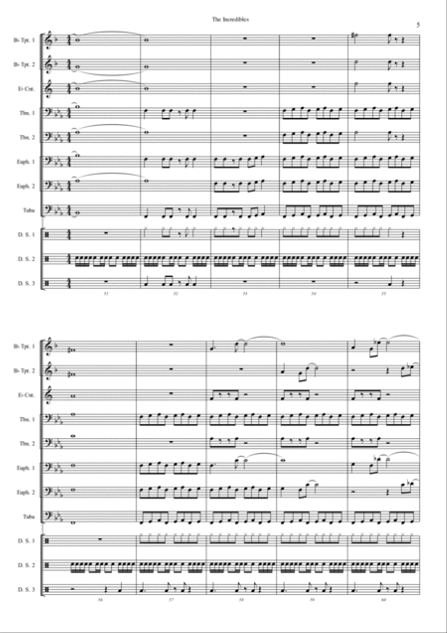 The Incredibles (Main Theme) Marching Band scores gallery preview page 5