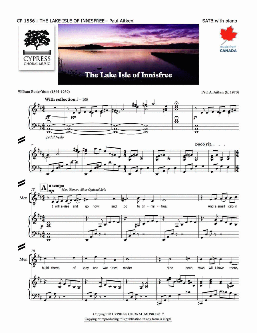 The Lake Isle Of Innisfree 4-Part scores gallery preview page 1