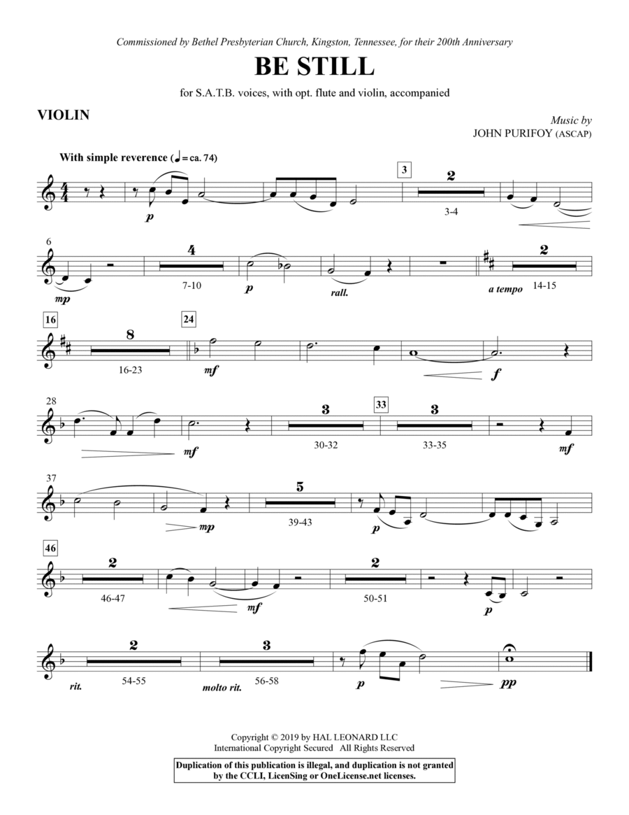 Be Still - Violin Choir scores gallery preview page 1