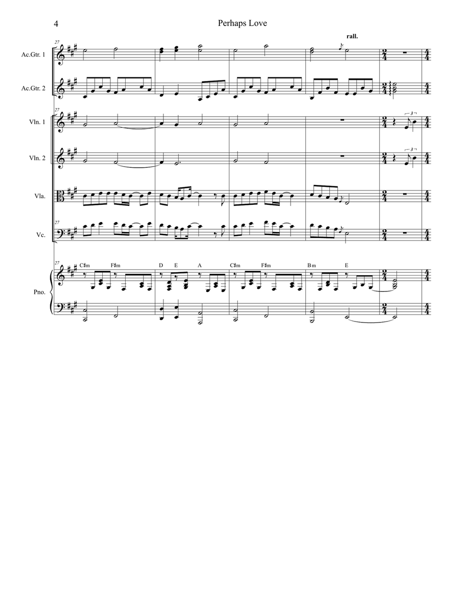 Perhaps Love Perhaps Love String Quartet scores gallery preview page 4