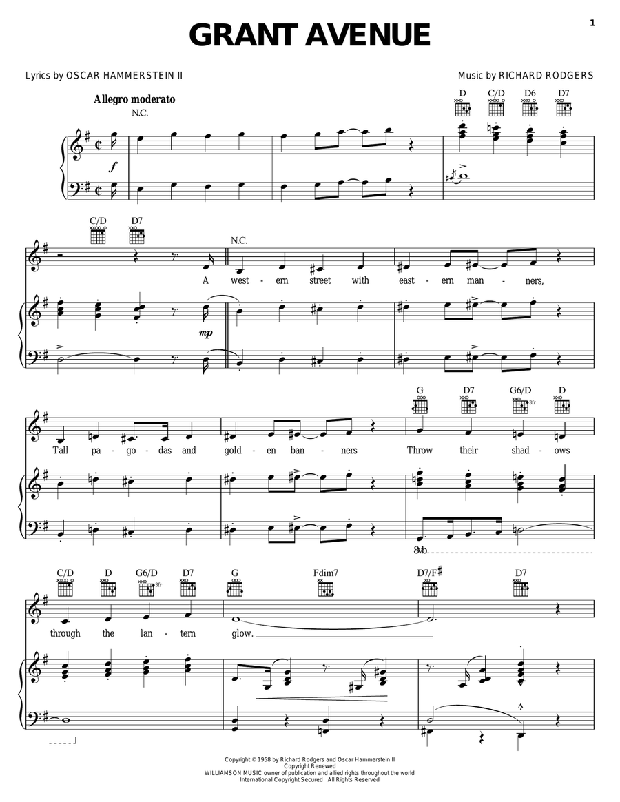 Grant Avenue Piano, Vocal, Guitar scores gallery preview page 1