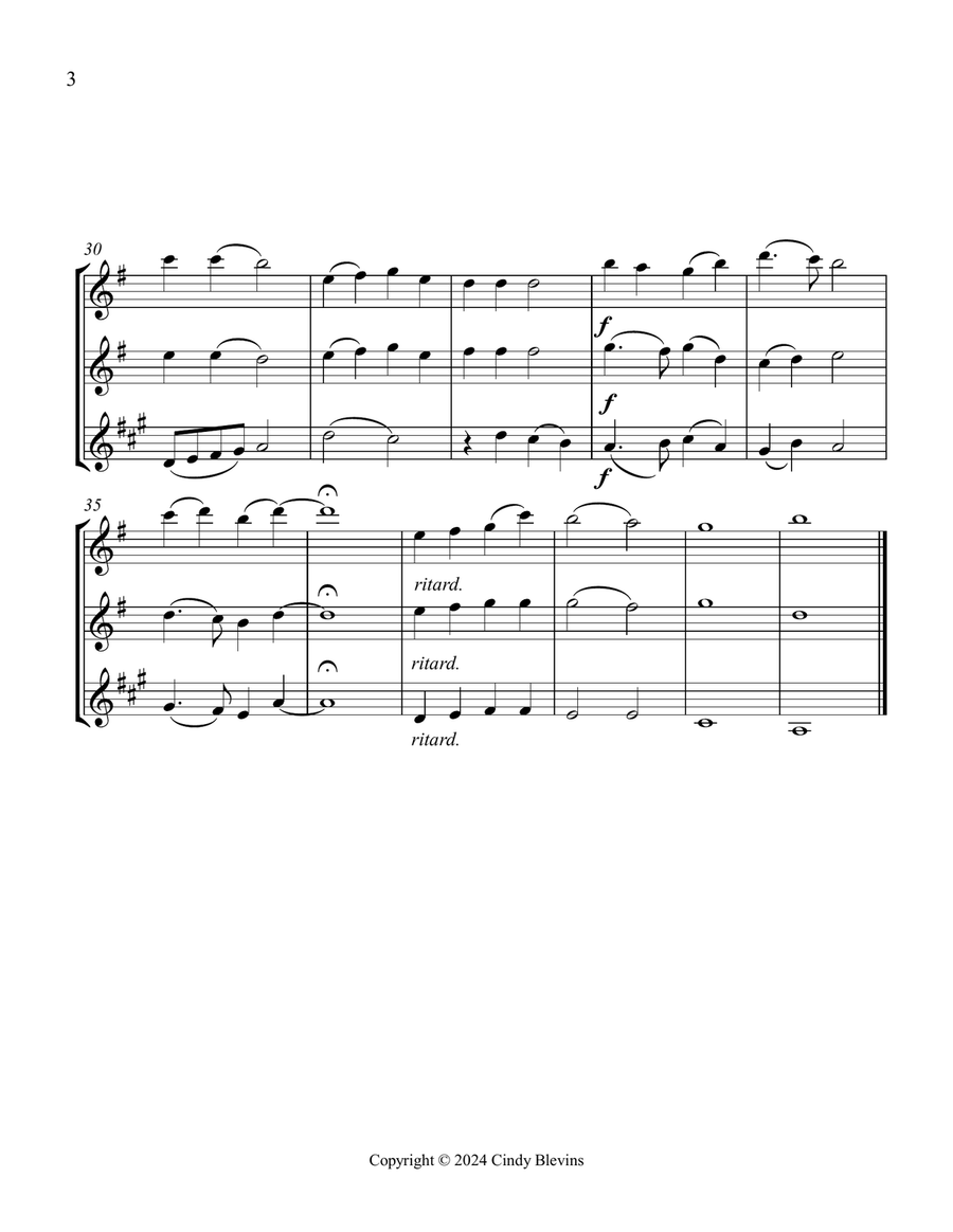 For the Beauty of the Earth, for Two Flutes and Clarinet Woodwind Trio scores gallery preview page 4