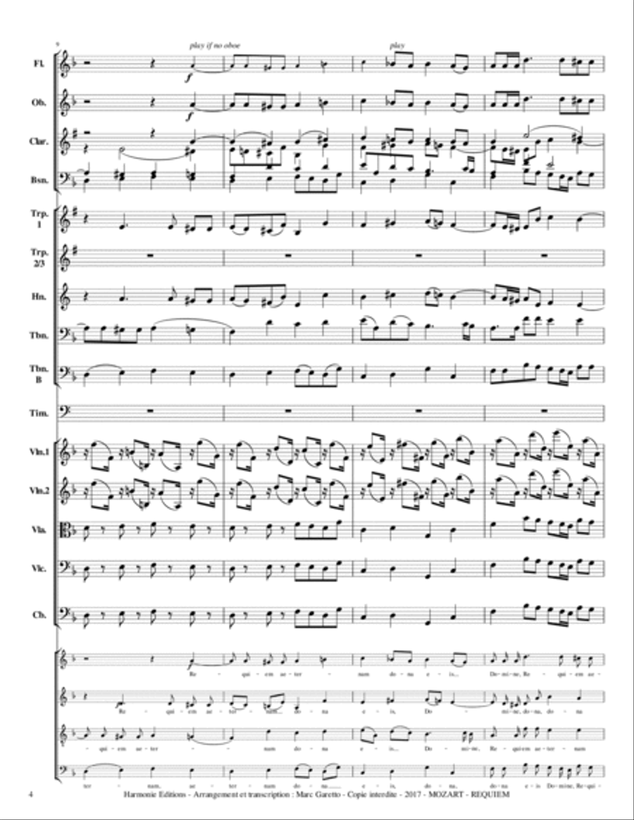 MOZART - REQUIEM K. 626 - Introitus Requiem Aeternam Full Orchestra - SCORE & PARTS Full Orchestra scores gallery preview page 4