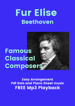 Book cover for For Elise (Beethoven) + FREE Mp3 Playback + PDF Solo and Piano Parts