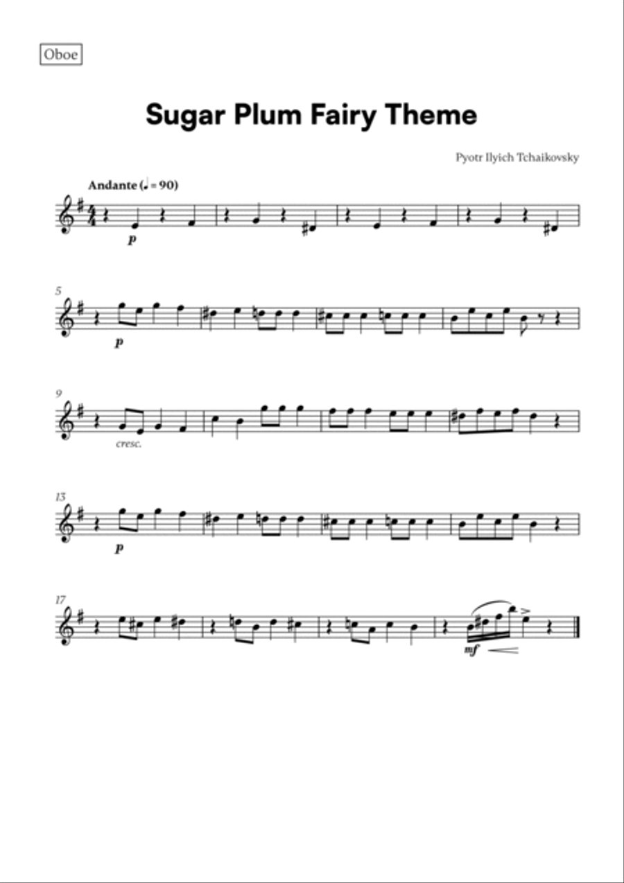 Tchaikovsky - Sugar Plum Fairy Theme (for Oboe and Bassoon) Bassoon scores gallery preview page 2