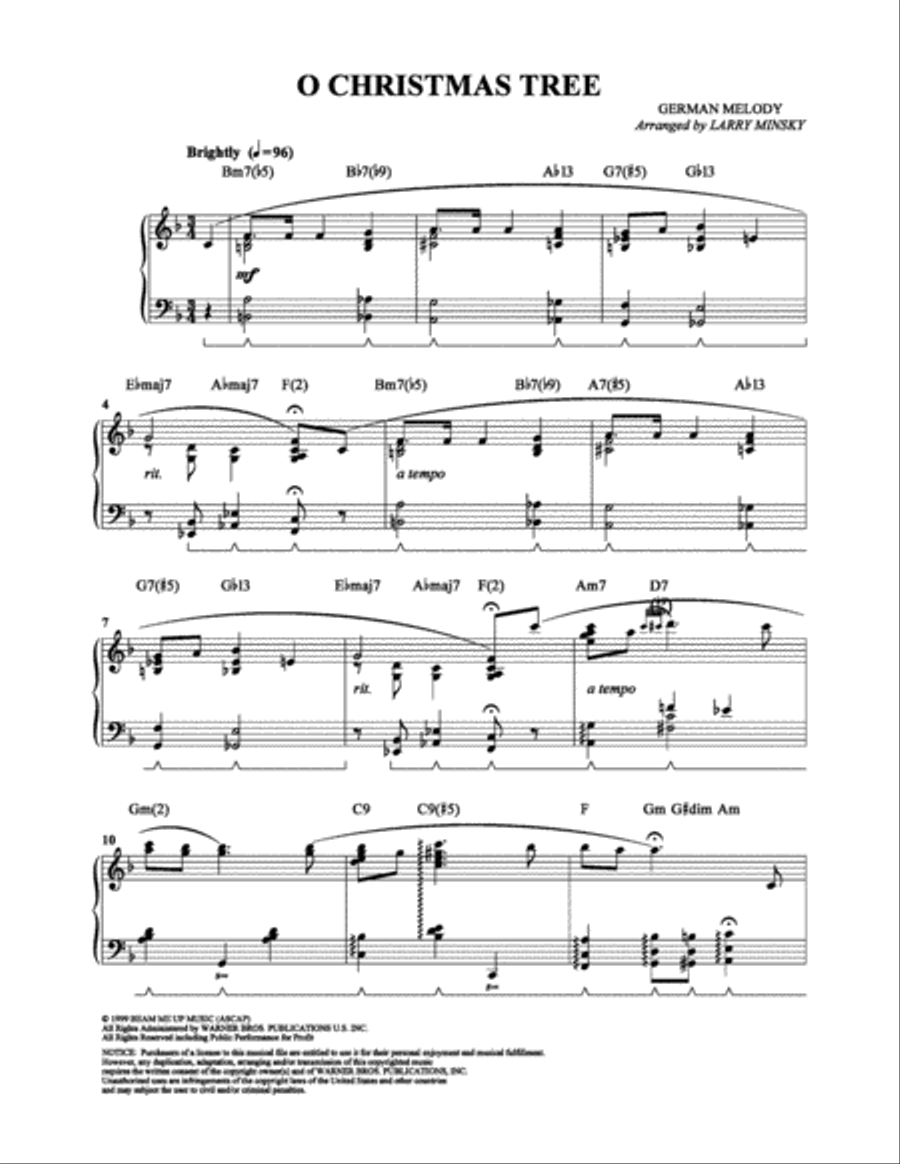 O Christmas Tree Piano Solo scores gallery preview page 1