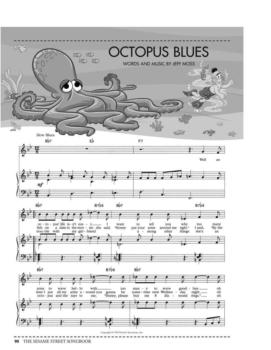 Octopus Blues (from Sesame Street) Piano, Vocal, Guitar scores gallery preview page 1