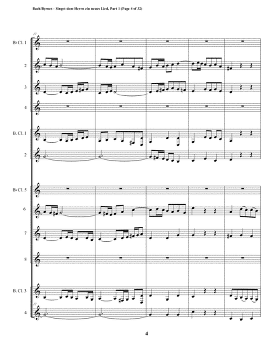 Singet dem Herrn ein neues Lied Motet, Part 1 by J.S. Bach (Double Clarinet Choir) image number null
