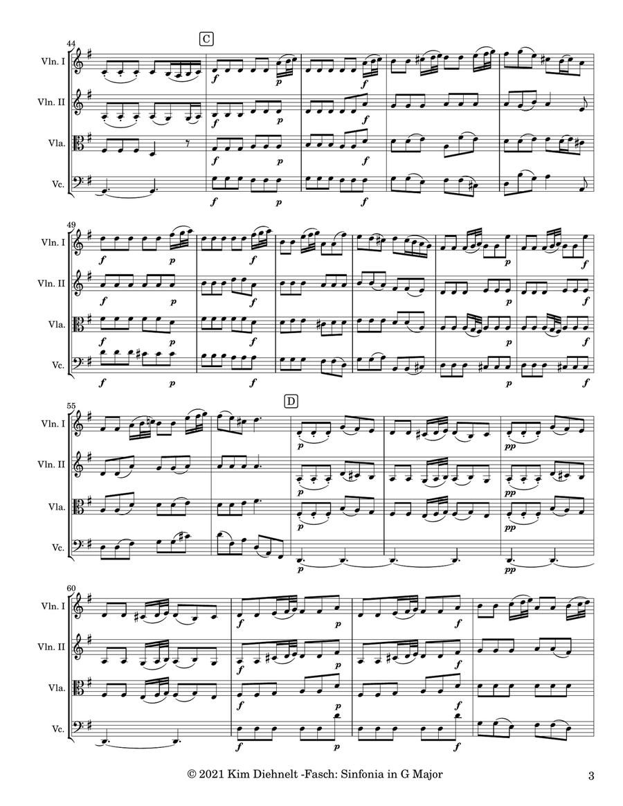 Fasch: Sinfonia in G Major (Arr. Diehnelt, for String Quartet) String Quartet scores gallery preview page 4