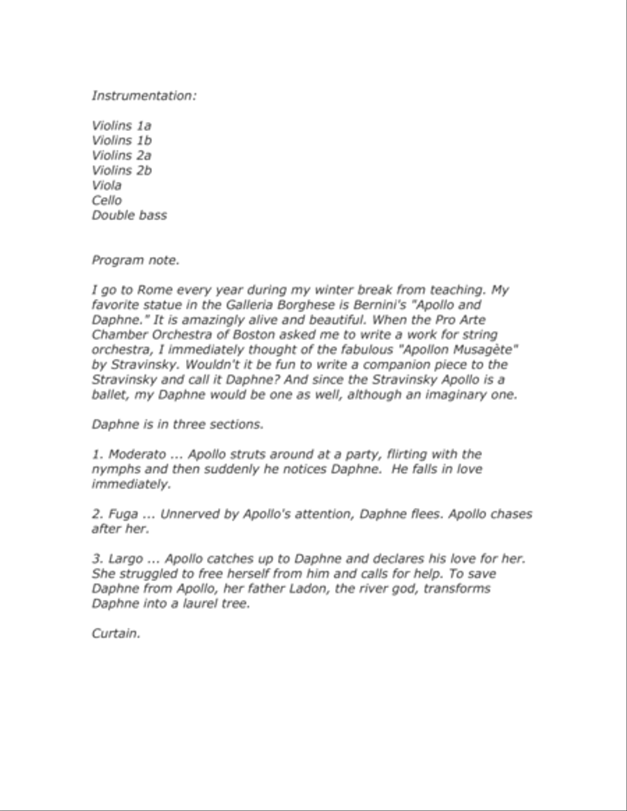 Daphne ... An Imaginary Ballet (2015) for string orchestra, full score String Orchestra scores gallery preview page 2