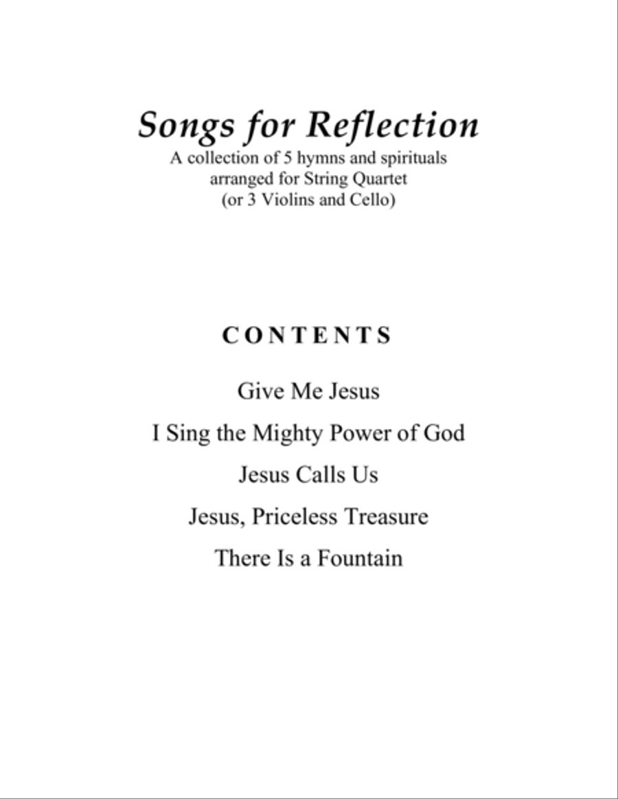 Songs for Reflection (A collection of 5 hymns and spirituals for String Quartet) String Quartet scores gallery preview page 3