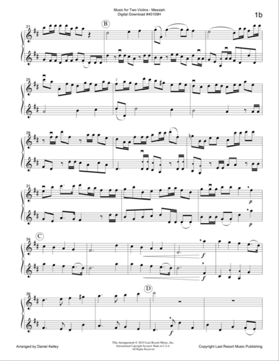 Handel's Messiah for Violin Duet - Music for Two Violins String Duet scores gallery preview page 3