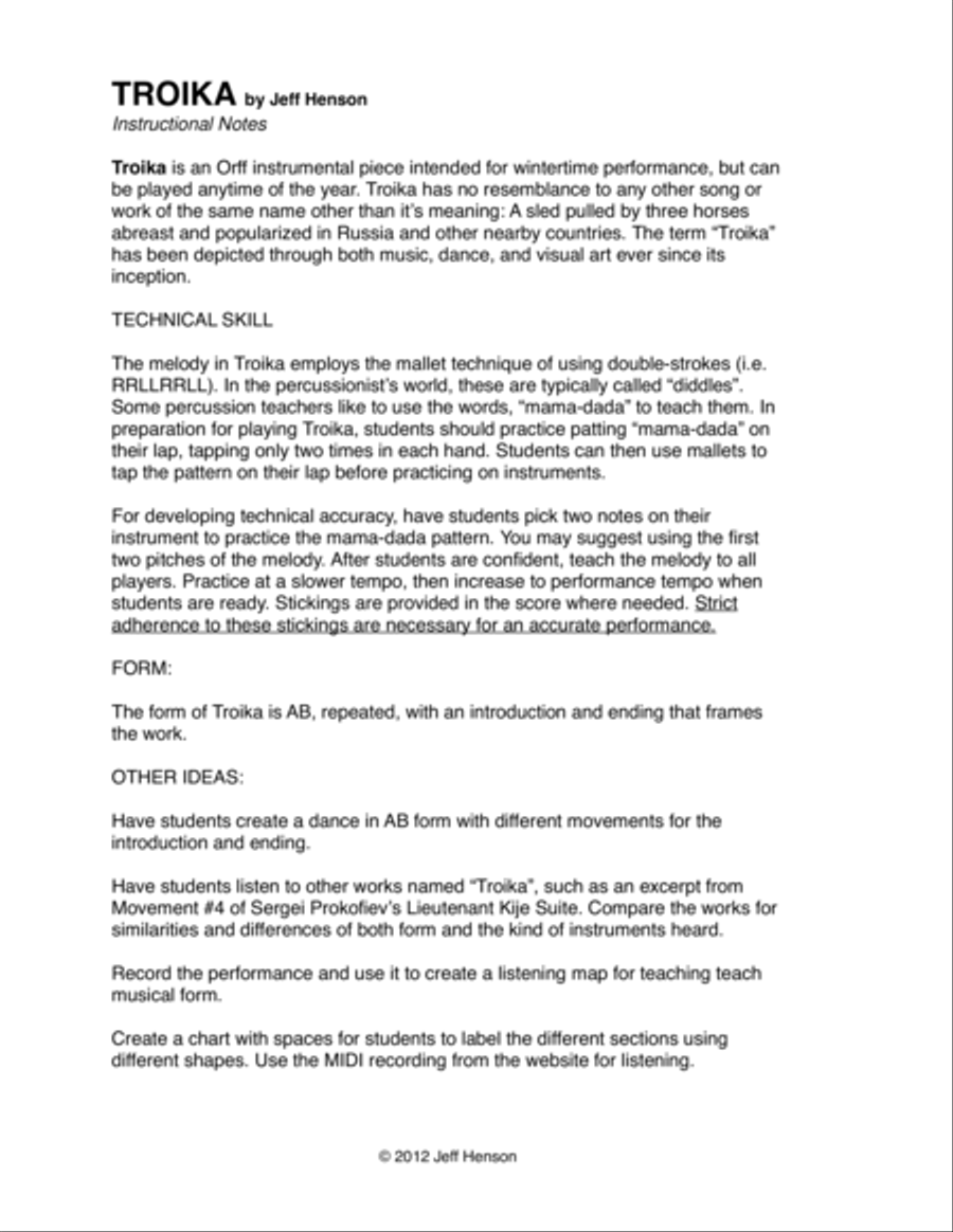 Troika! Orff Instrument scores gallery preview page 2