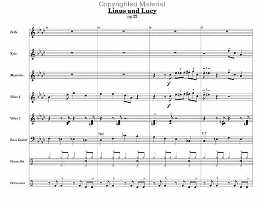Linus and Lucy Linus and Lucy Percussion Ensemble scores gallery preview page 6