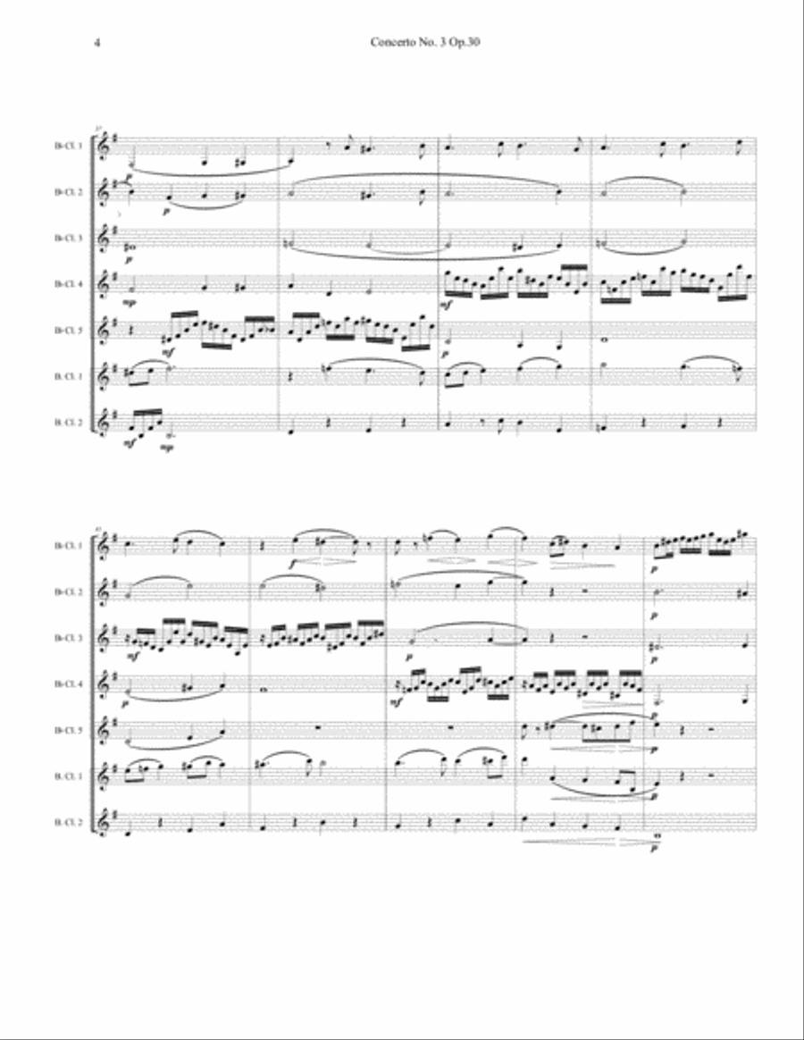 Rachmaninoff - Piano Concerto No. 3 - Clarinet Choir Clarinet Choir scores gallery preview page 4