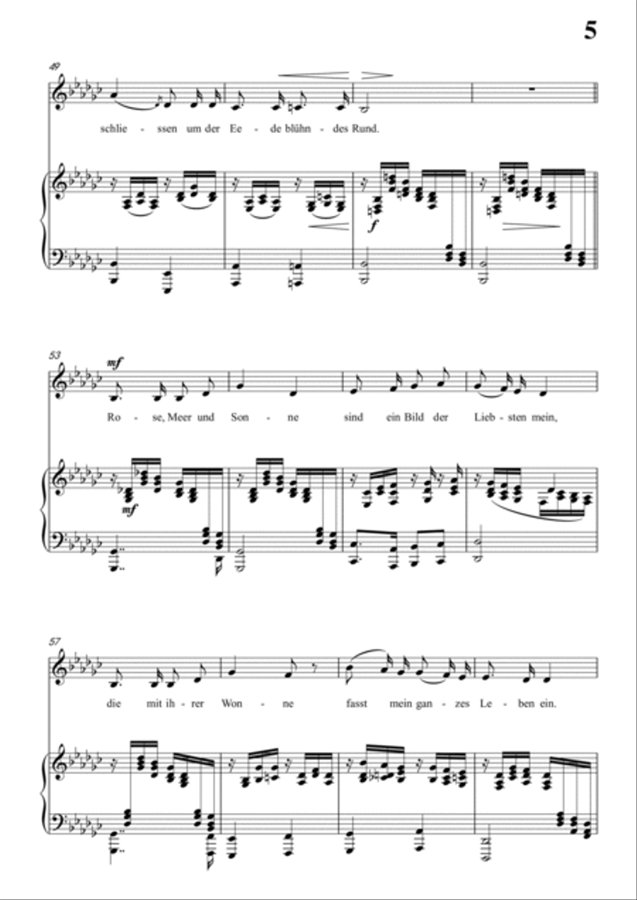 Schumann-Rose,Meer und Sonne in G♭ Major for Voice and Piano Voice Solo scores gallery preview page 6