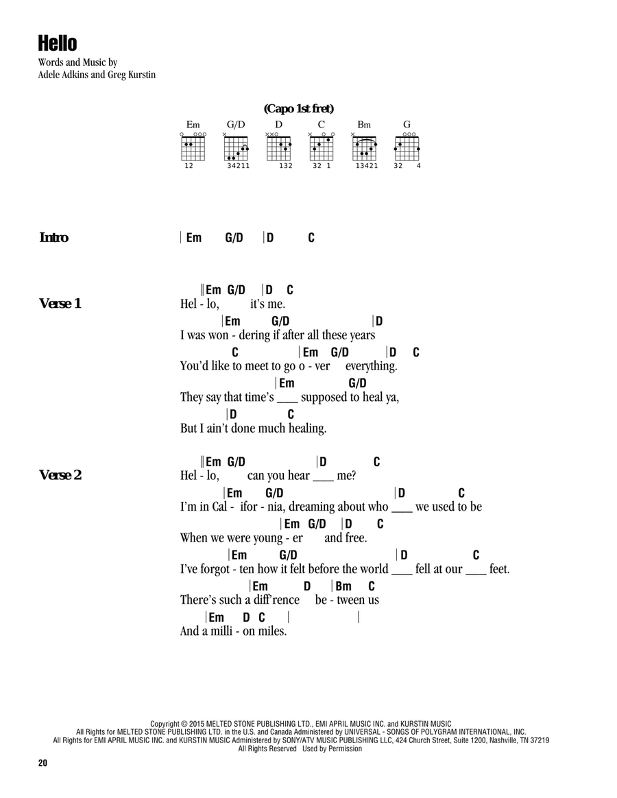 Hello Acoustic Guitar scores gallery preview page 1