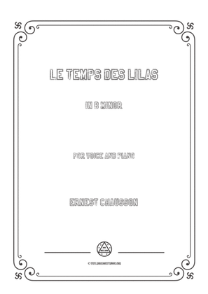Book cover for Chausson-Le temps des lilas in b minor,for voice and piano