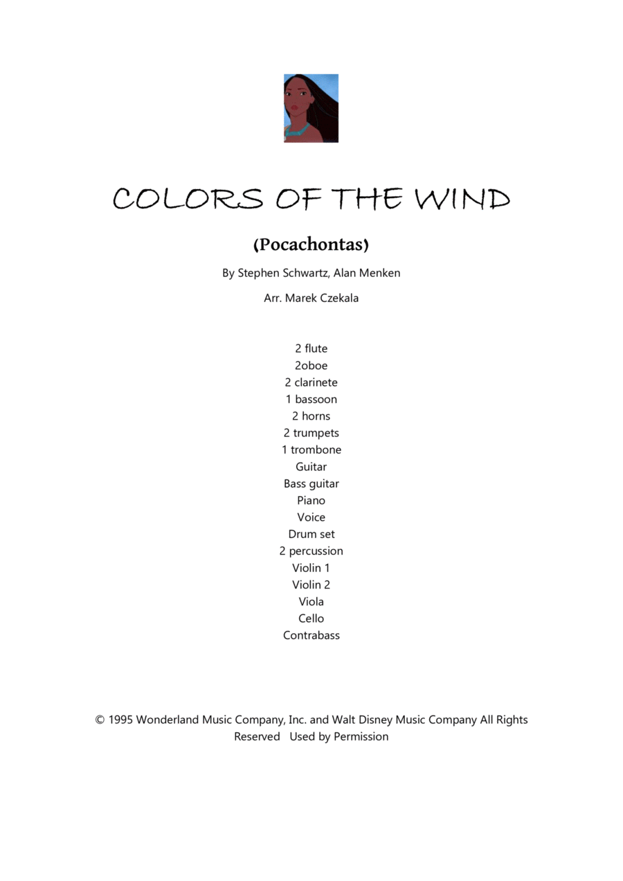 Colors Of The Wind Full Orchestra scores gallery preview page 1