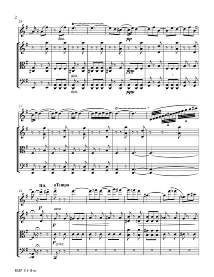 Wolf - Italian Serenade (for flute with strings (Vn., Vl., Vc.)) Small Ensemble scores gallery preview page 2