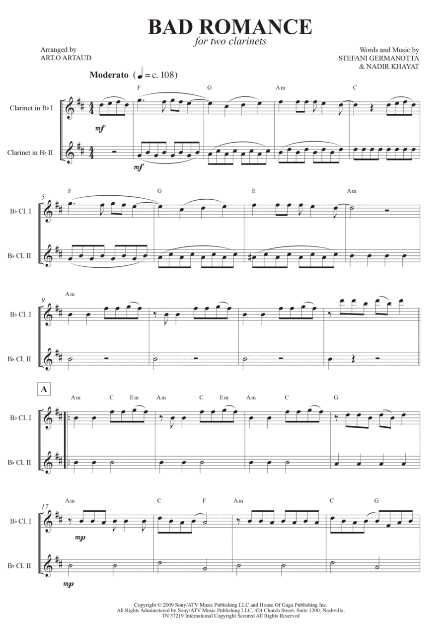 Bad Romance Easy Piano scores gallery preview page 1