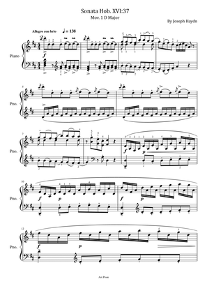 Haydn - Sonata in D major, Hob.XVI:37 Mov. 1 - Original For Piano Solo With Fingered