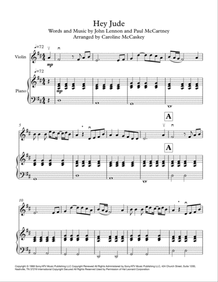 Hey Jude Hey Jude Violin Solo scores gallery preview page 2