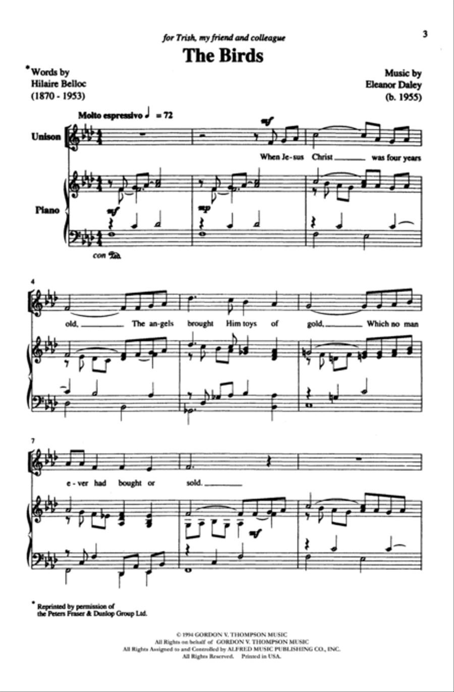 Birds Birds Unison Choir scores gallery preview page 2