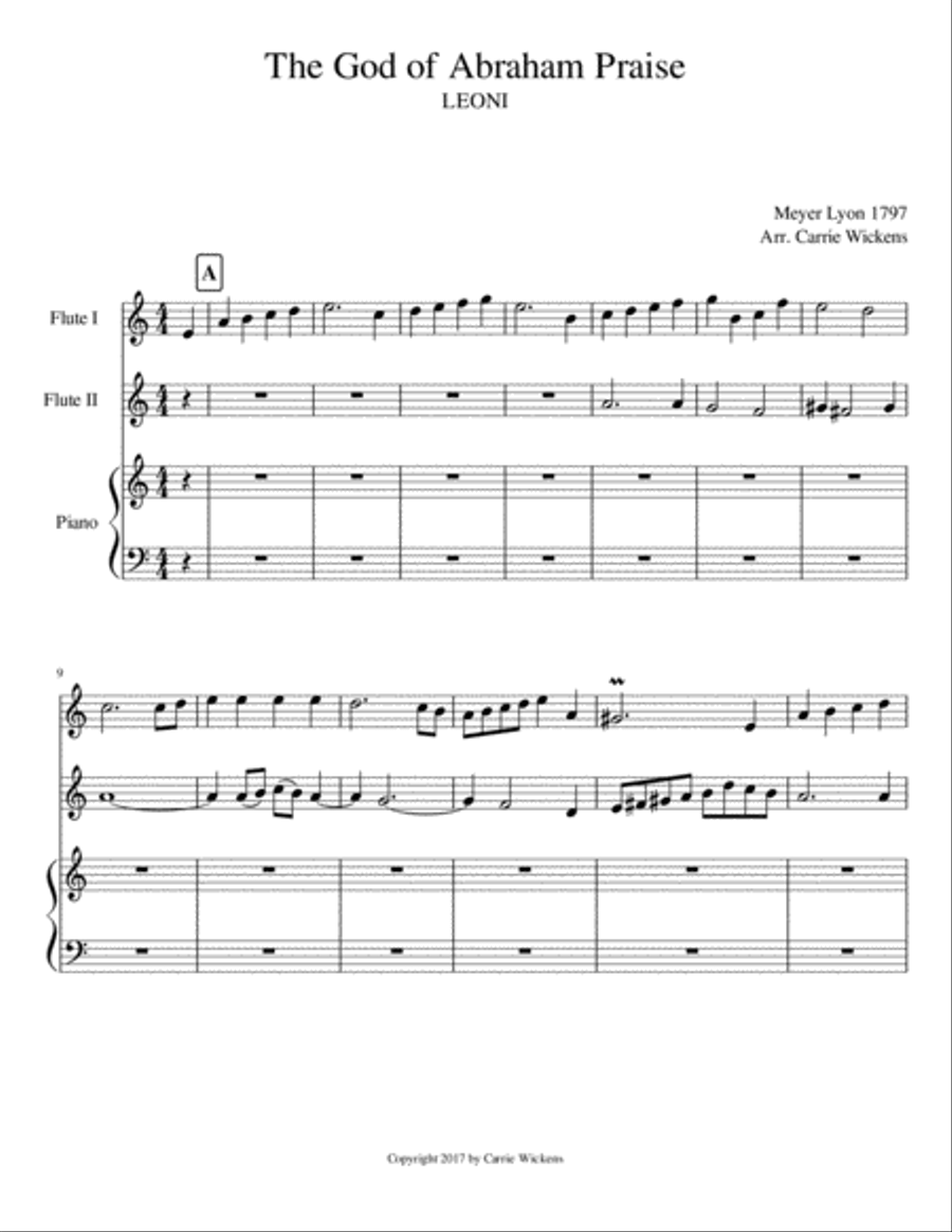 The God of Abraham Praise Flute Duet scores gallery preview page 1