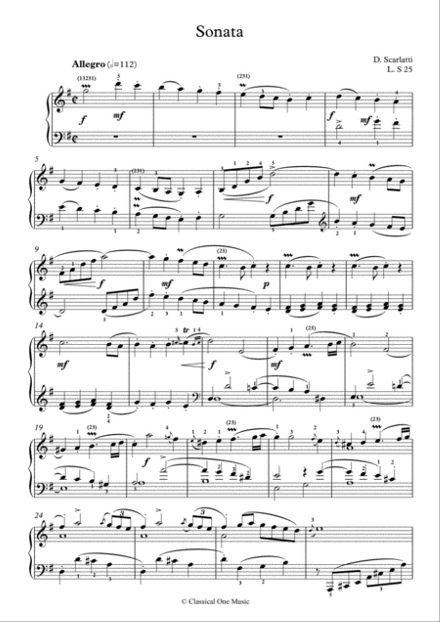 Scarlatti-Sonata in G-Major L.S25 K.328(piano) Piano Solo scores gallery preview page 2