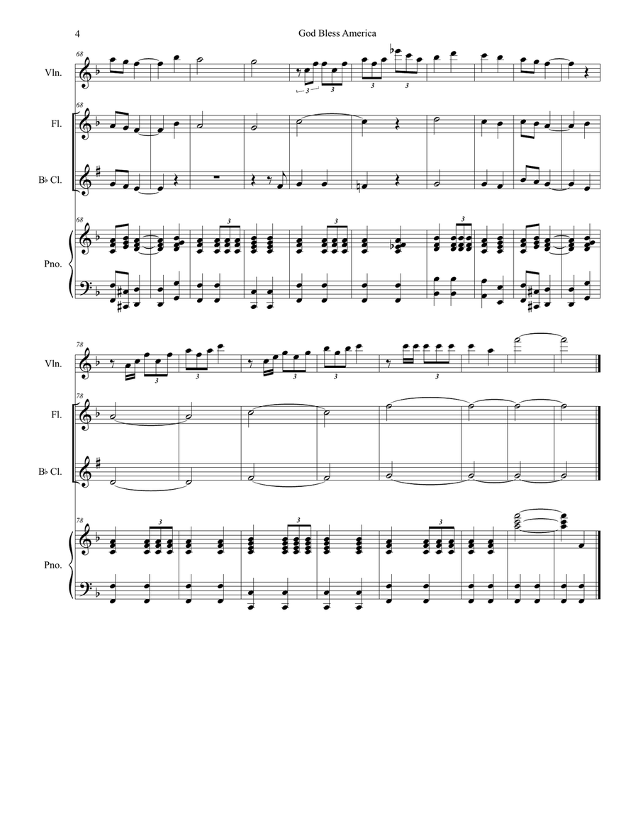 God Bless America God Bless America Woodwind Duet scores gallery preview page 4