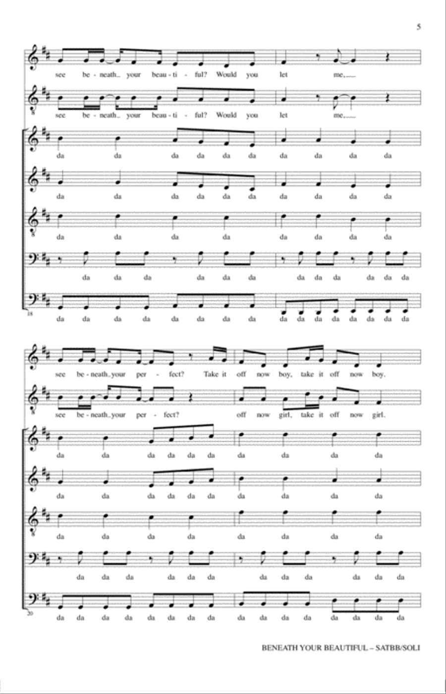 Beneath Your Beautiful 4-Part scores gallery preview page 4