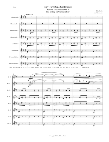 Bartok - Egy Torz (One Grotesque) for Clarinet Choir image number null