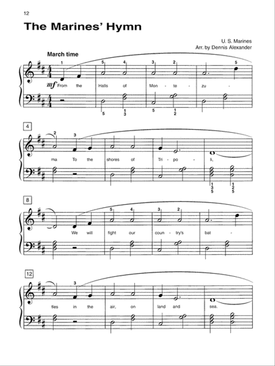 Alfred's Basic Piano Course Patriotic Solo Book, Level 2 Piano Method scores gallery preview page 7