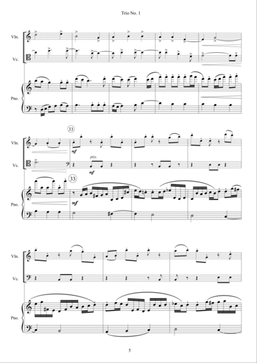 Trio No. 1 (Koreana) Piano Trio scores gallery preview page 5