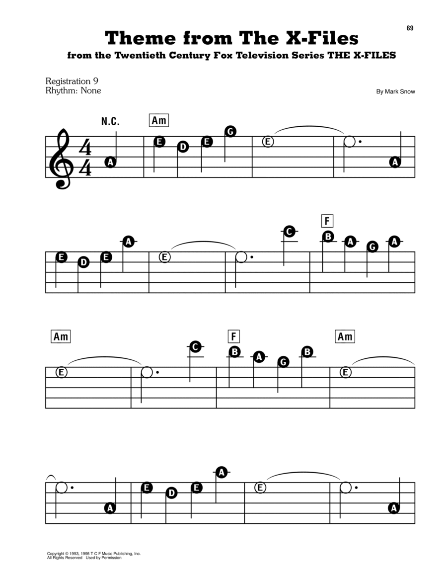 Theme From The X-Files Electronic Keyboard scores gallery preview page 1