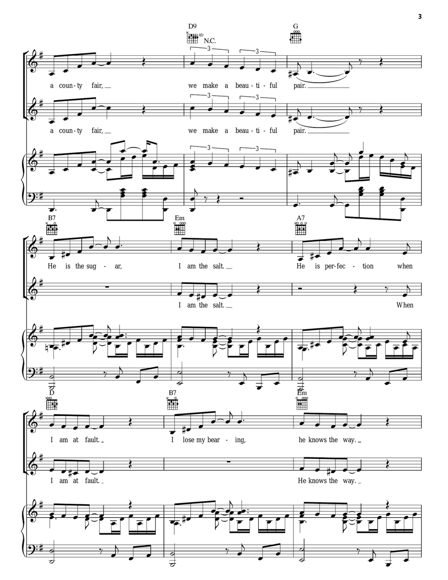 We Make A Beautiful Pair Piano, Vocal, Guitar scores gallery preview page 3