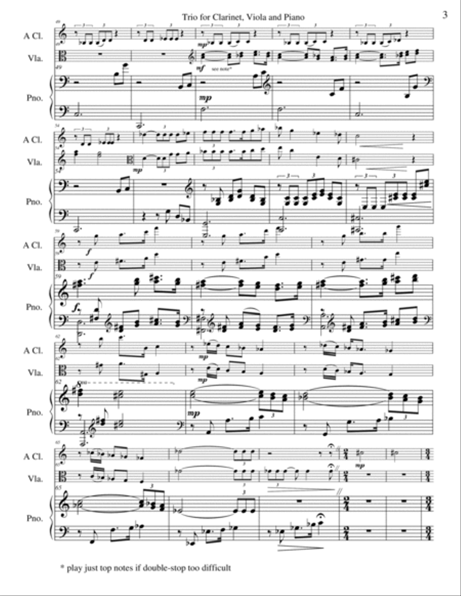 Trio #2 for Clarinet, Viola, and Piano Small Ensemble scores gallery preview page 3