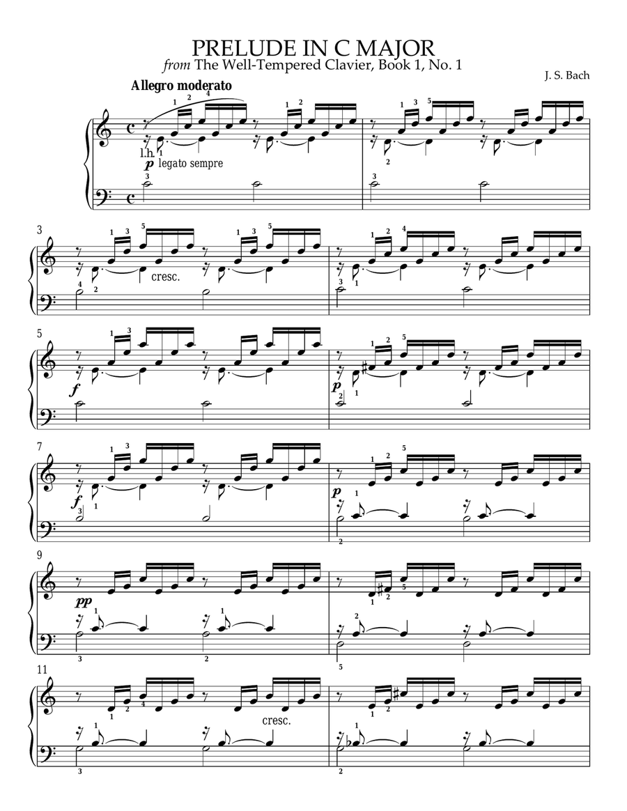 Prelude in C Major Piano Solo scores gallery preview page 1