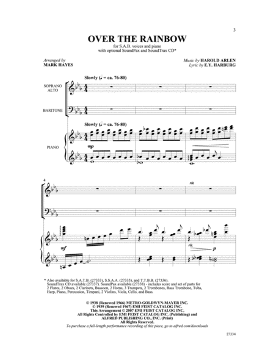Over the Rainbow 3-Part scores gallery preview page 2