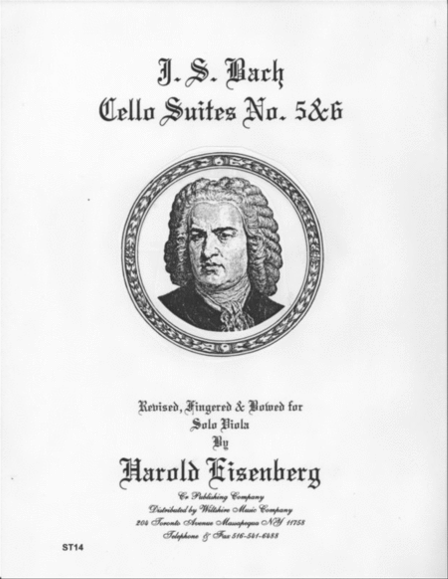 Cello Suites 5 & 6 (revised for viola by Harold Eisenberg Cello scores gallery preview page 1