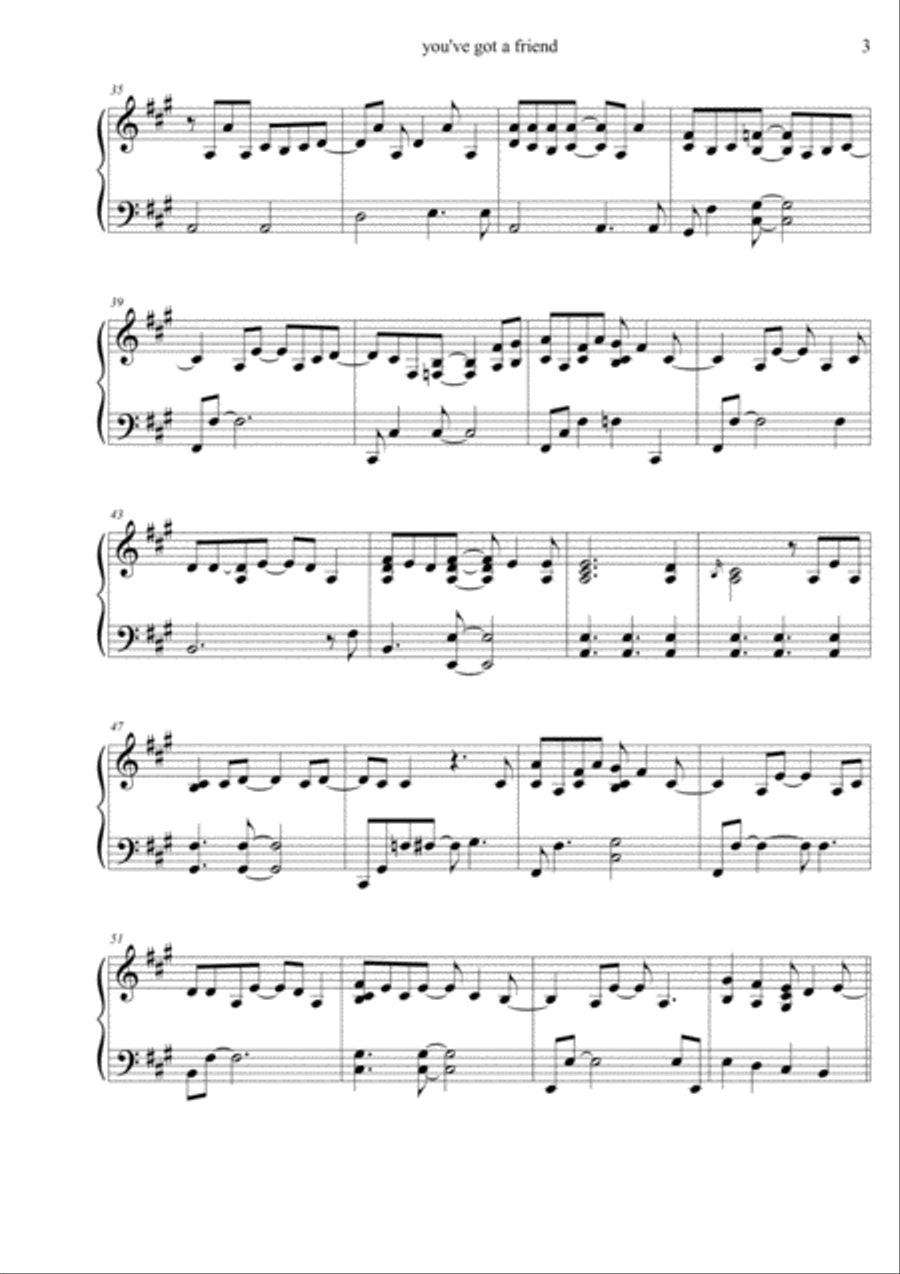 You've Got A Friend Piano Solo scores gallery preview page 3