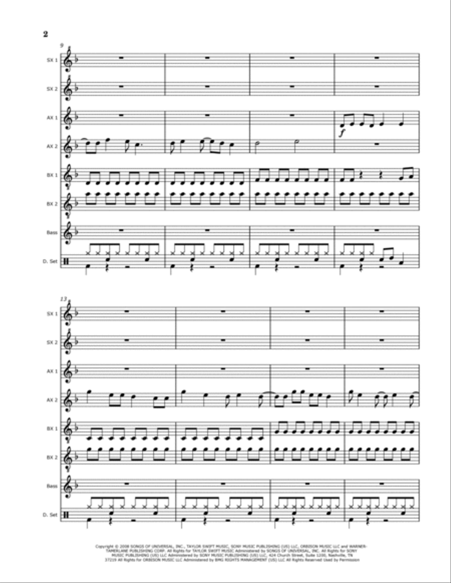 You Belong With Me Percussion Ensemble scores gallery preview page 2