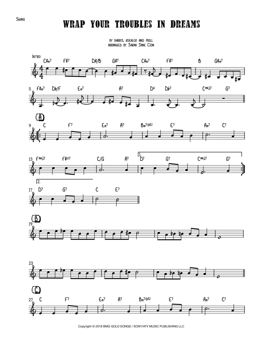 Wrap Your Troubles In Dreams Piano Solo scores gallery preview page 1