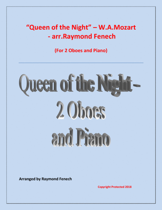 Book cover for Queen of the Night - From the Magic Flute - 2 Oboes and Piano