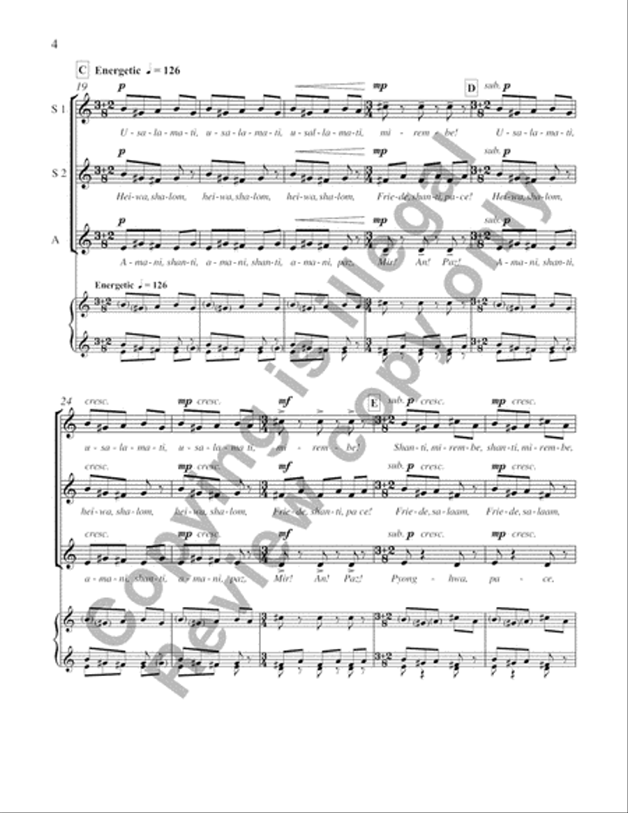 A Vision of Peace: 3. Only One World SSATBB scores gallery preview page 9