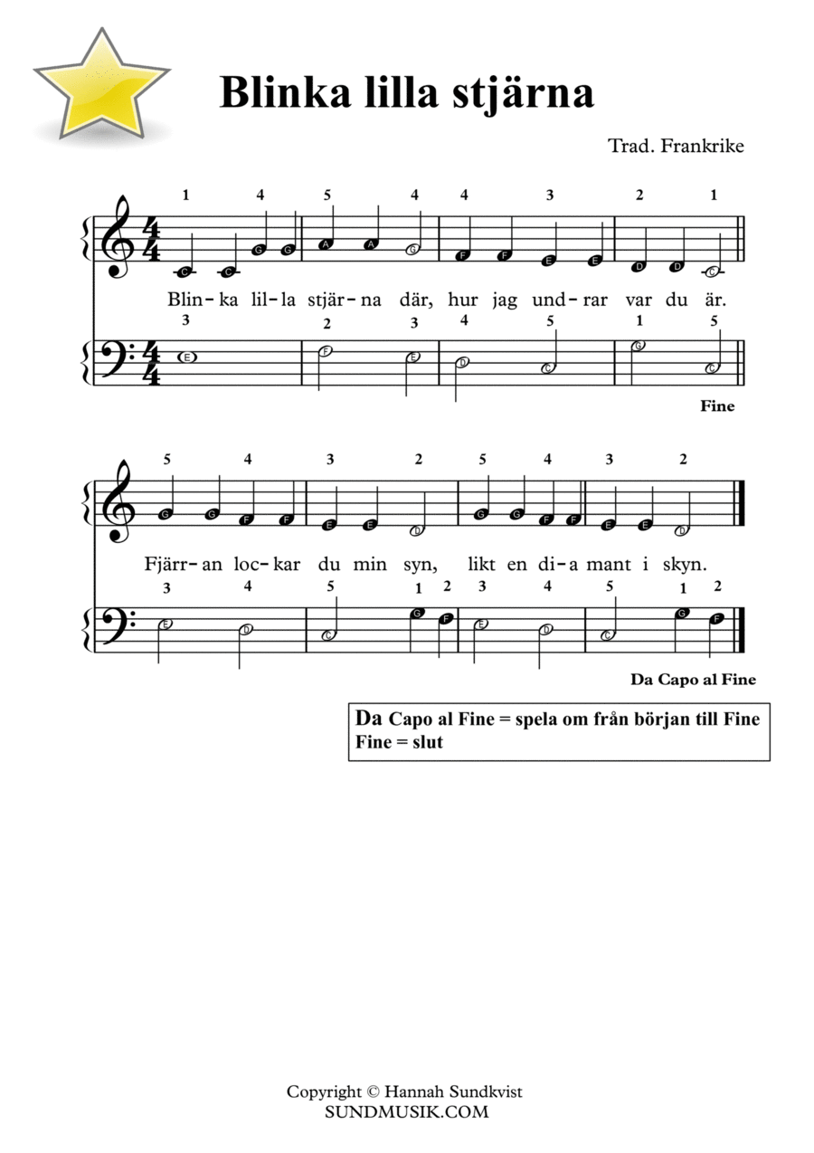 Blinka lilla stjärna Easy Piano scores gallery preview page 1