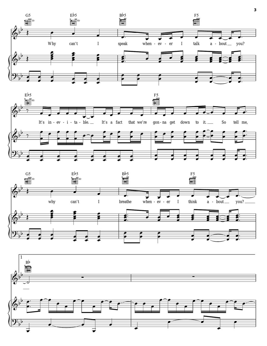 Why Can't I? Piano, Vocal, Guitar scores gallery preview page 3