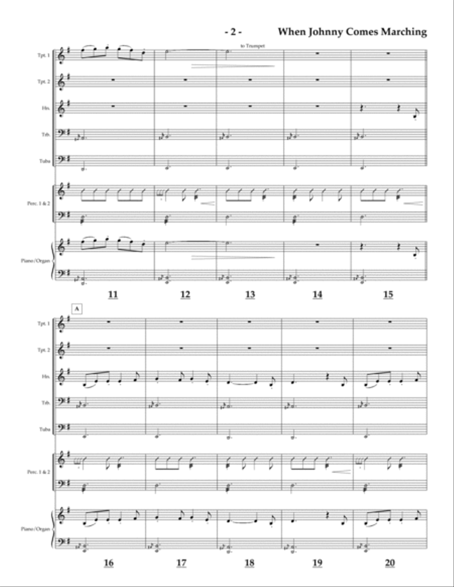 When Johnny Comes Marching Home for brass quintet Brass Quintet scores gallery preview page 2